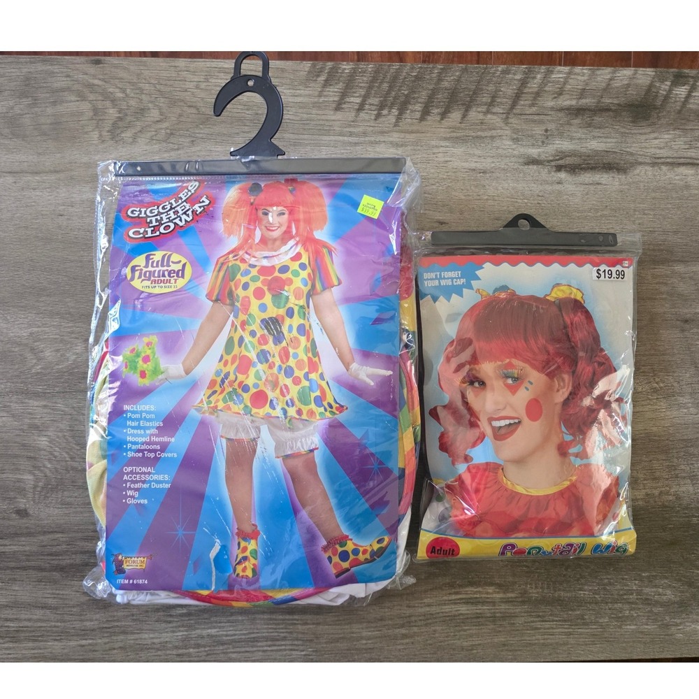 Giggles the Clown Adult Halloween Costume Plus size 18-22 with wig